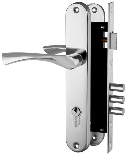 Замок цилиндровый с в комплекте с ручкой LOCKSET.9011 (SET F9011) CP хром